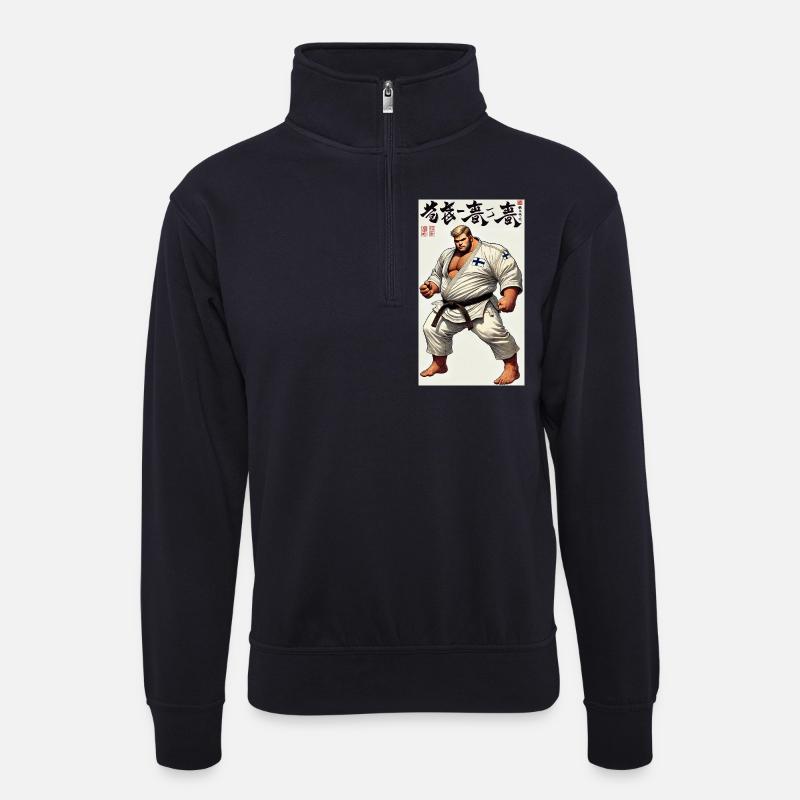 Finnisches Karate MASTER - Unisex Pullover mit Zip-Kragen - Dunkelnavy