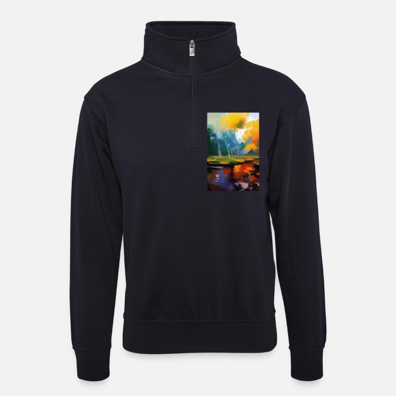 Kunst Malerei - Unisex Pullover mit Zip-Kragen - Dunkelnavy