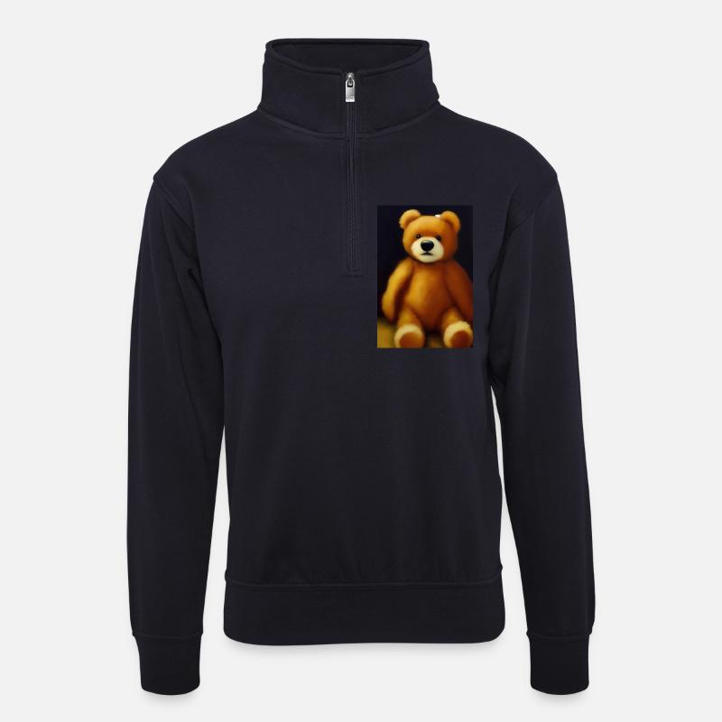 Teddybär - Unisex Pullover mit Zip-Kragen - Dunkelnavy