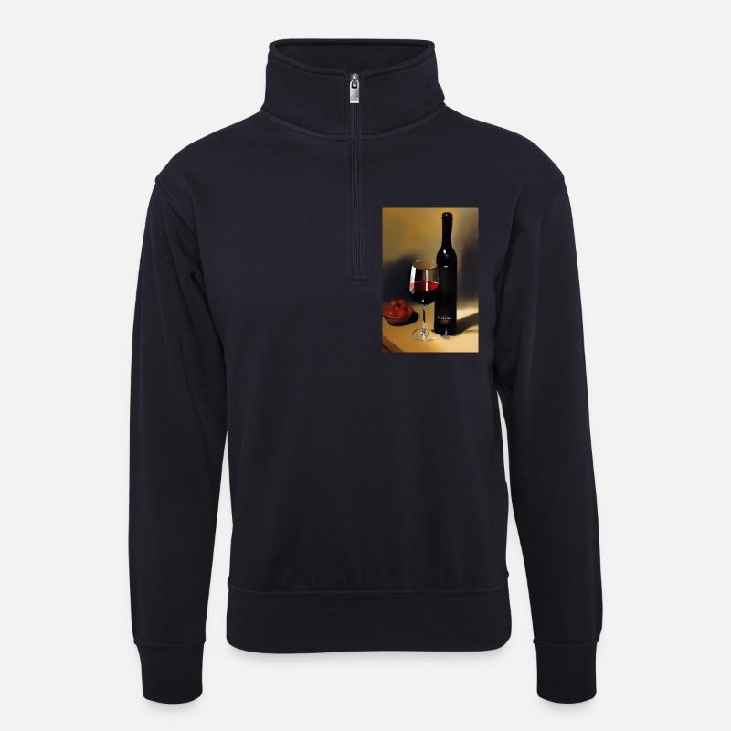 Wein Trinker - Unisex Pullover mit Zip-Kragen - Dunkelnavy