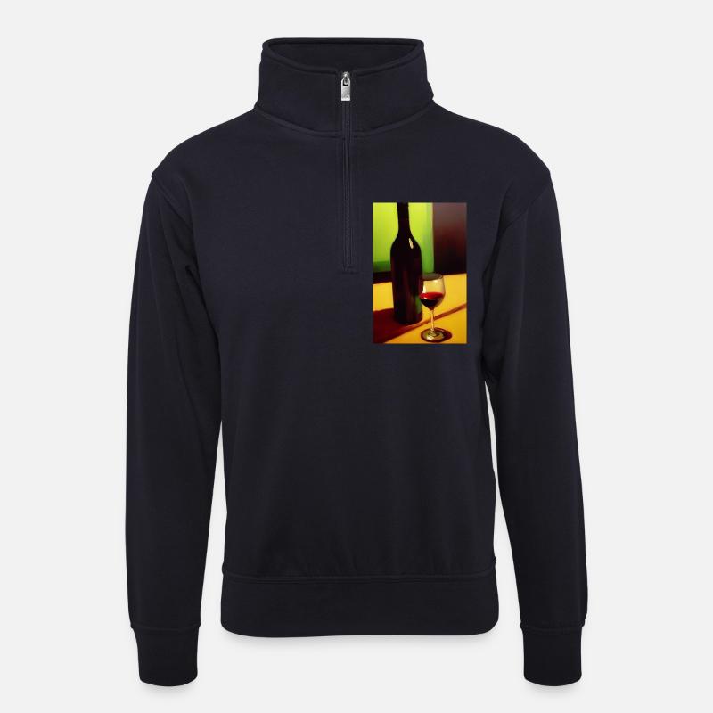 Wein Trinker - Unisex Pullover mit Zip-Kragen - Dunkelnavy