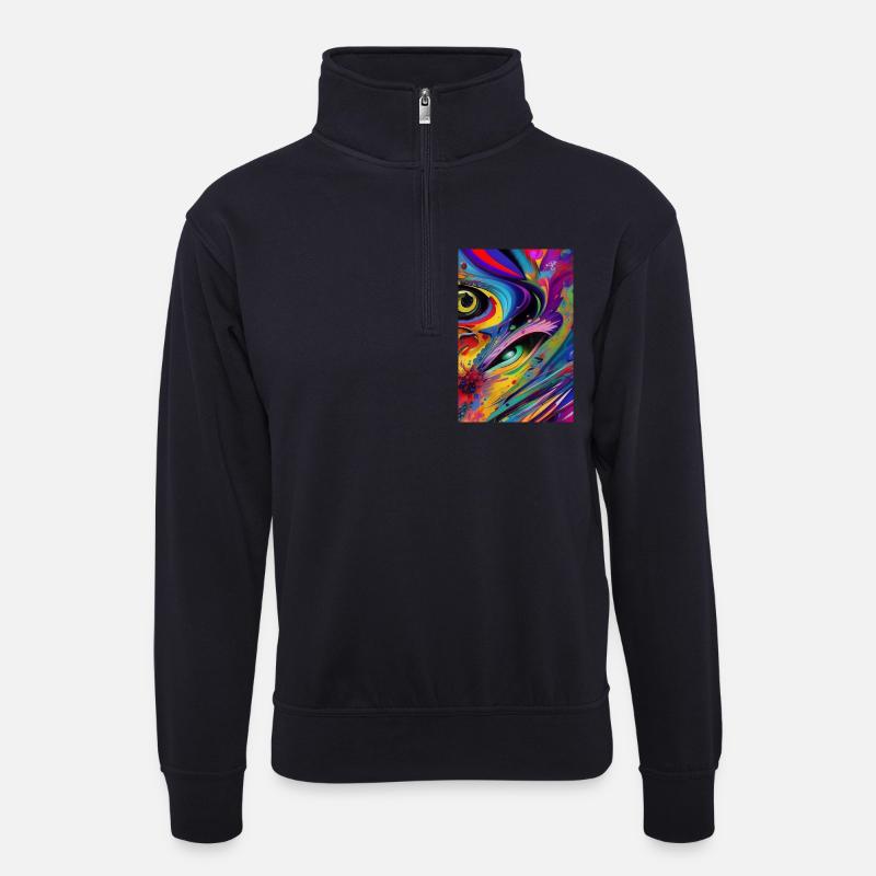 Abstrakte Kunst - Unisex Pullover mit Zip-Kragen - Dunkelnavy
