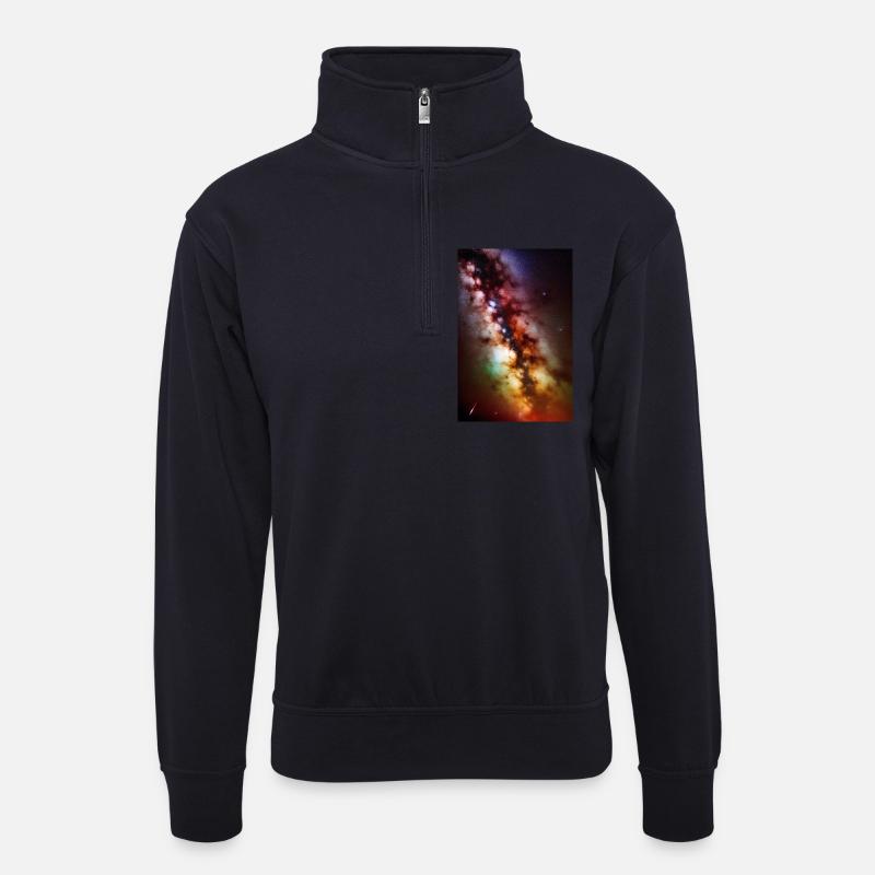 Weltall und Planeten - Unisex Pullover mit Zip-Kragen - Dunkelnavy