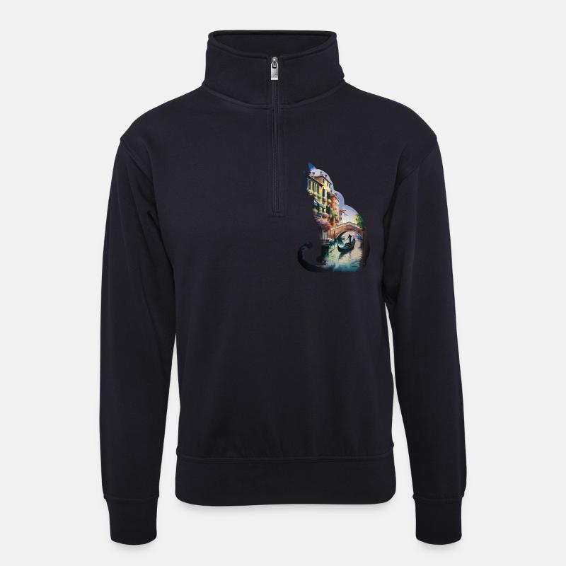 Venezianischer Stadtkreis Silhouette - Unisex Pullover mit Zip-Kragen - Dunkelnavy
