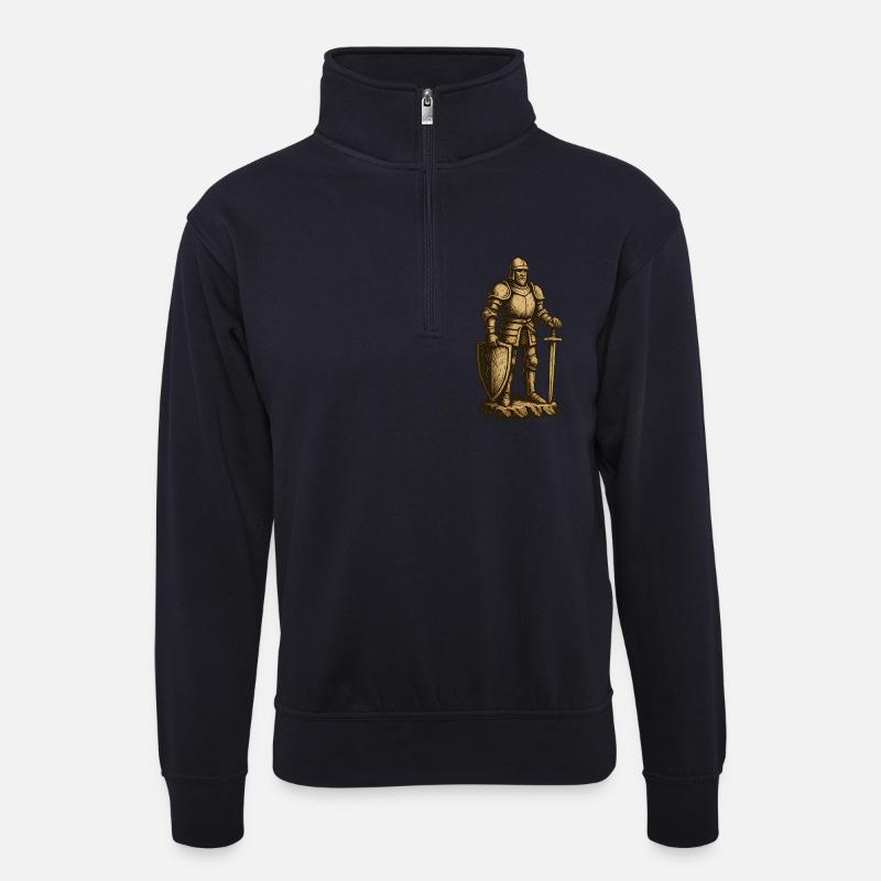 Ritter im historischen Kampfgewand - Unisex Pullover mit Zip-Kragen - Dunkelnavy