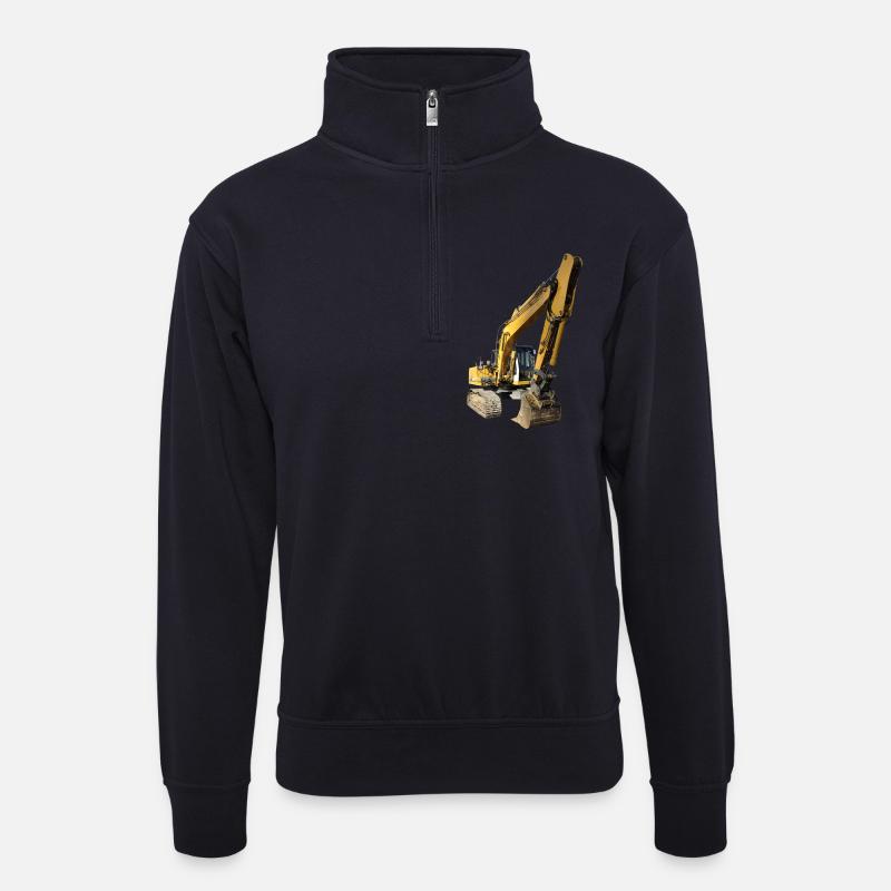 Kettenbagger - Unisex Pullover mit Zip-Kragen - Dunkelnavy