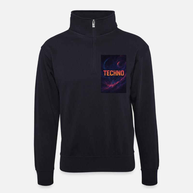 Futuristisches Weltraum Techno Design - Unisex Pullover mit Zip-Kragen - Dunkelnavy