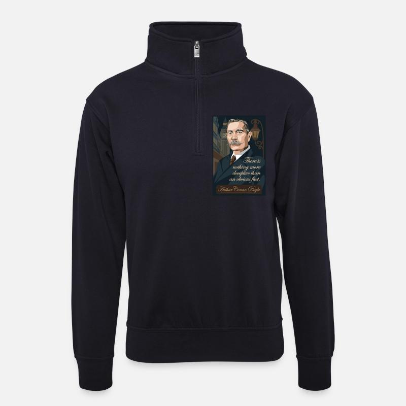 Arthur Conan Doyle - Unisex Pullover mit Zip-Kragen - Dunkelnavy