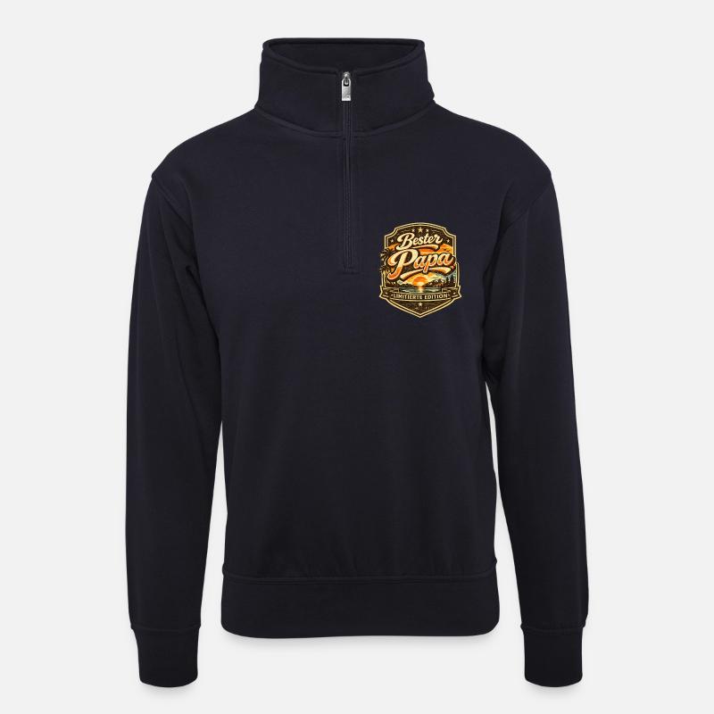 Bester Papa Limitierte Edition - Unisex Pullover mit Zip-Kragen - Dunkelnavy