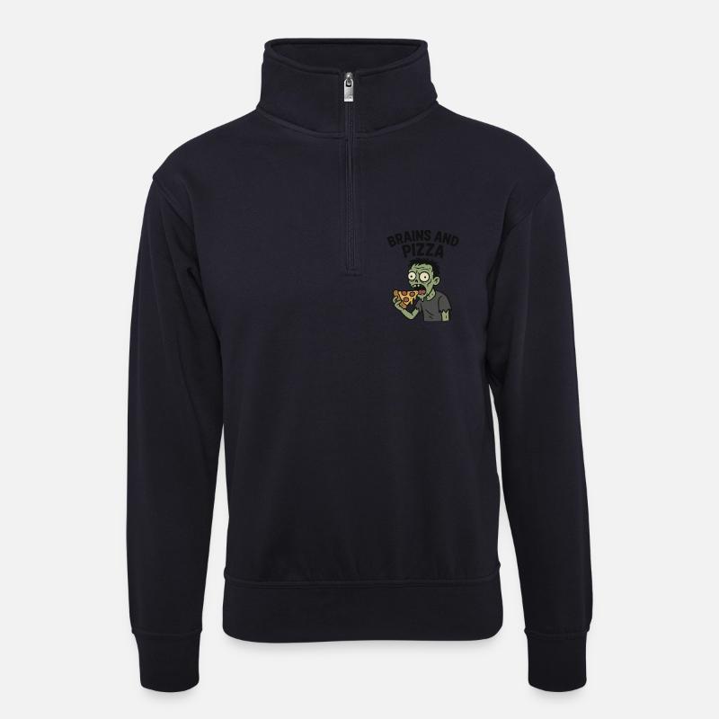 Zombie mit Pizza-Hunger - Unisex Pullover mit Zip-Kragen - Dunkelnavy