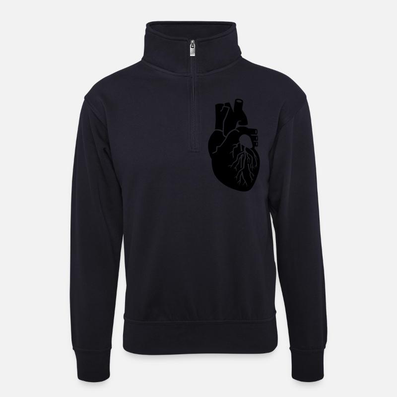 Herz - Unisex Pullover mit Zip-Kragen - Dunkelnavy