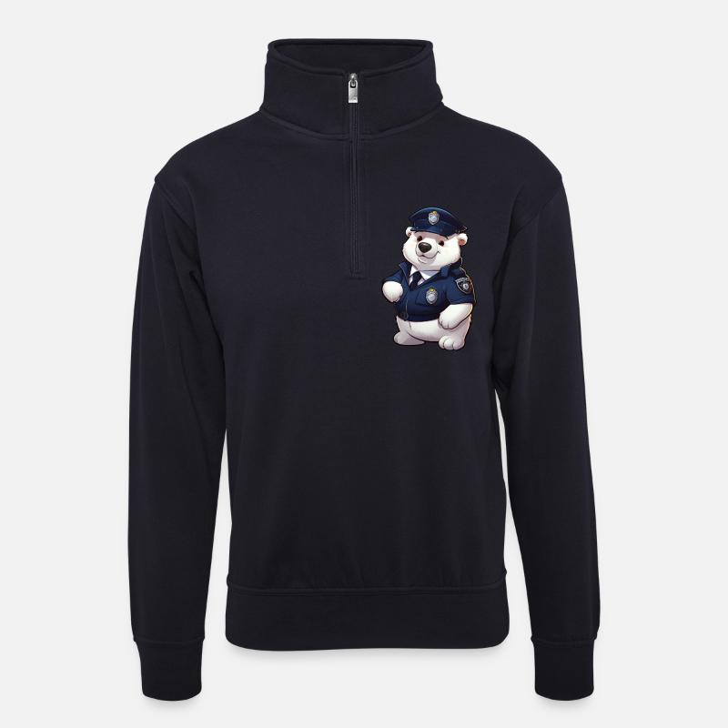 Polizei Eisbärin - Unisex Pullover mit Zip-Kragen - Dunkelnavy