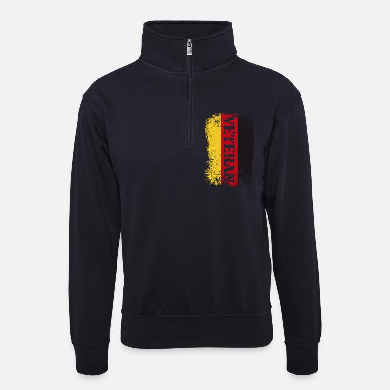 veteran - Unisex Pullover mit Zip-Kragen - Dunkelnavy