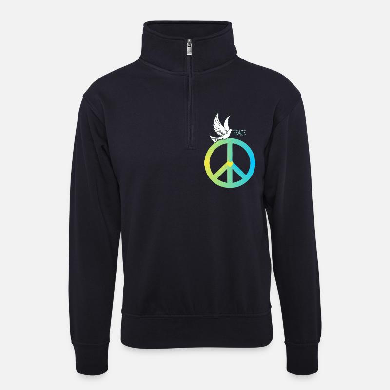 Peacezeichen Friedenstaube - Unisex Pullover mit Zip-Kragen - Dunkelnavy
