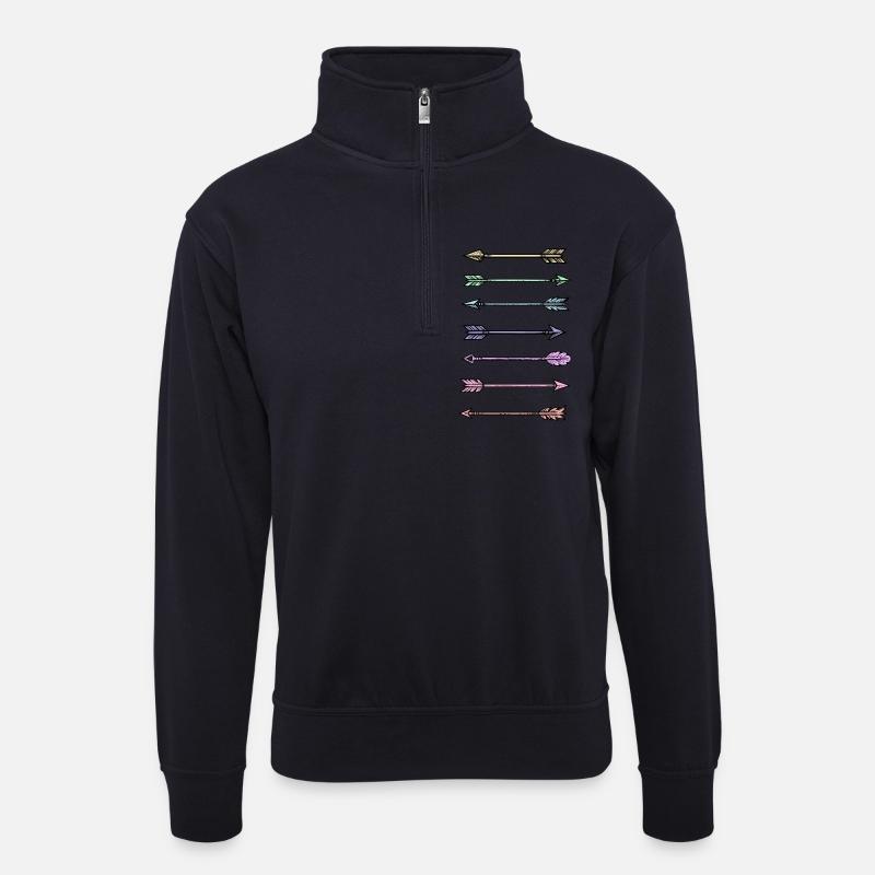 Bunte Pfeile Design - Unisex Pullover mit Zip-Kragen - Dunkelnavy