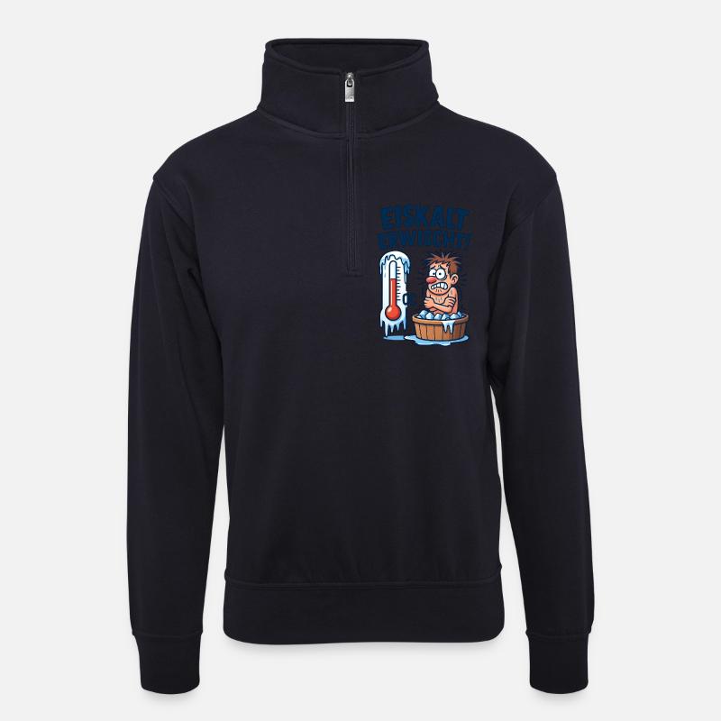 Eiskalt Erwischt Eisbaden  - Unisex Pullover mit Zip-Kragen - Dunkelnavy