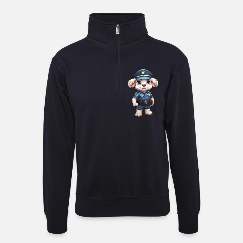 Polizei Schaf - Unisex Pullover mit Zip-Kragen - Dunkelnavy
