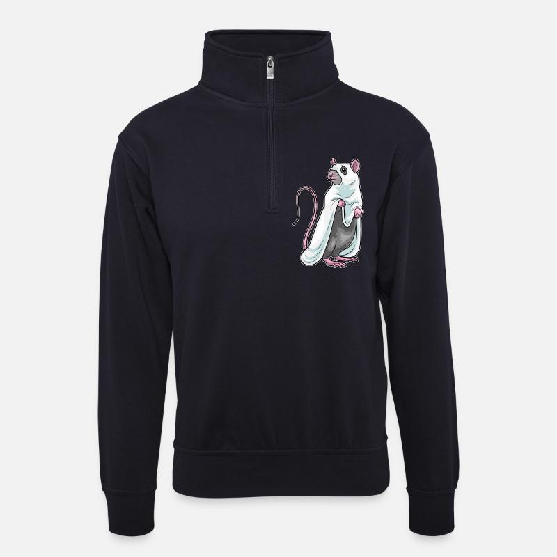 Ratte Halloween Geist - Unisex Pullover mit Zip-Kragen - Dunkelnavy
