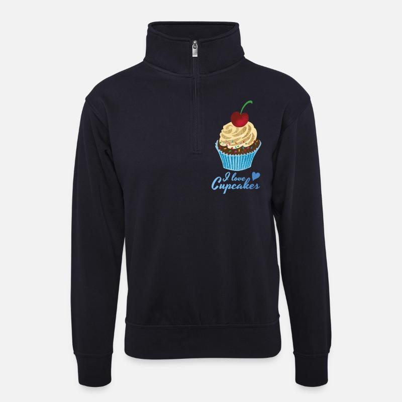 I love cupcakes - Unisex Pullover mit Zip-Kragen - Dunkelnavy