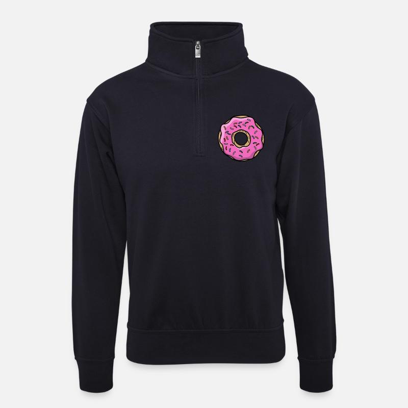donut - Unisex Pullover mit Zip-Kragen - Dunkelnavy