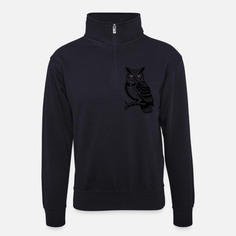 Mystische Eule - Unisex Pullover mit Zip-Kragen - Dunkelnavy