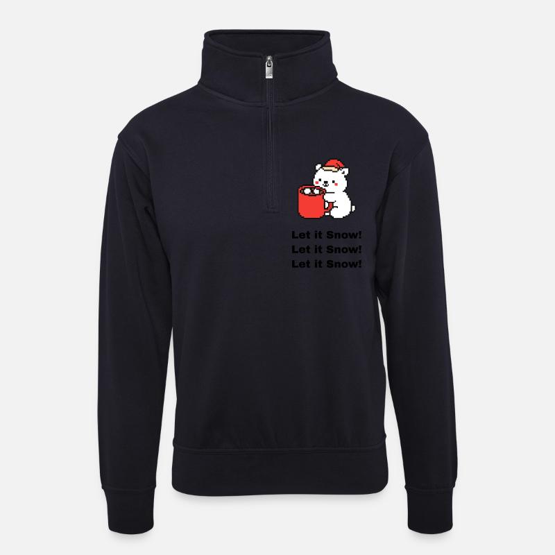 Kleiner Polarbär - Unisex Pullover mit Zip-Kragen - Dunkelnavy