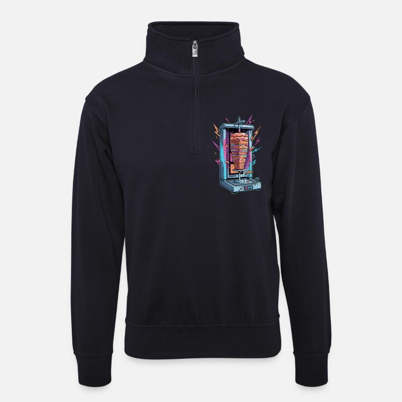 Neon Kebab Spießmaschine - Unisex Pullover mit Zip-Kragen - Dunkelnavy