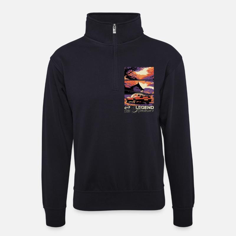 Legende des Triptychons Sunset Skyline - Unisex Pullover mit Zip-Kragen - Dunkelnavy