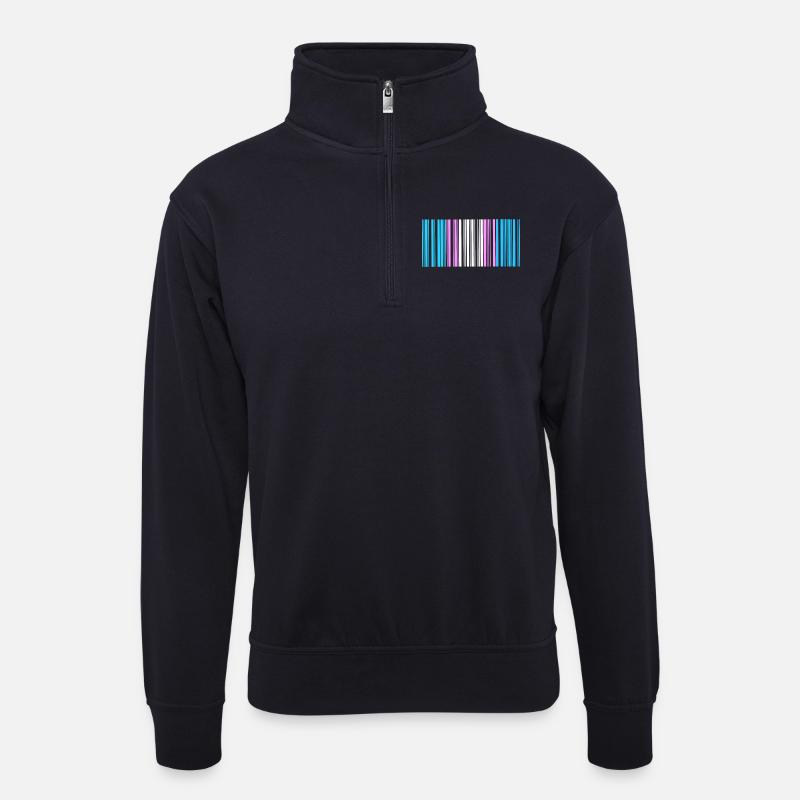 Transgender Strichcode, Gleichheit. - Unisex Pullover mit Zip-Kragen - Dunkelnavy