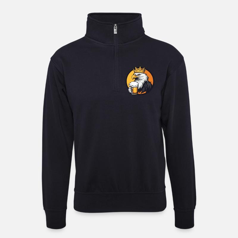 Adler Bier - Unisex Pullover mit Zip-Kragen - Dunkelnavy
