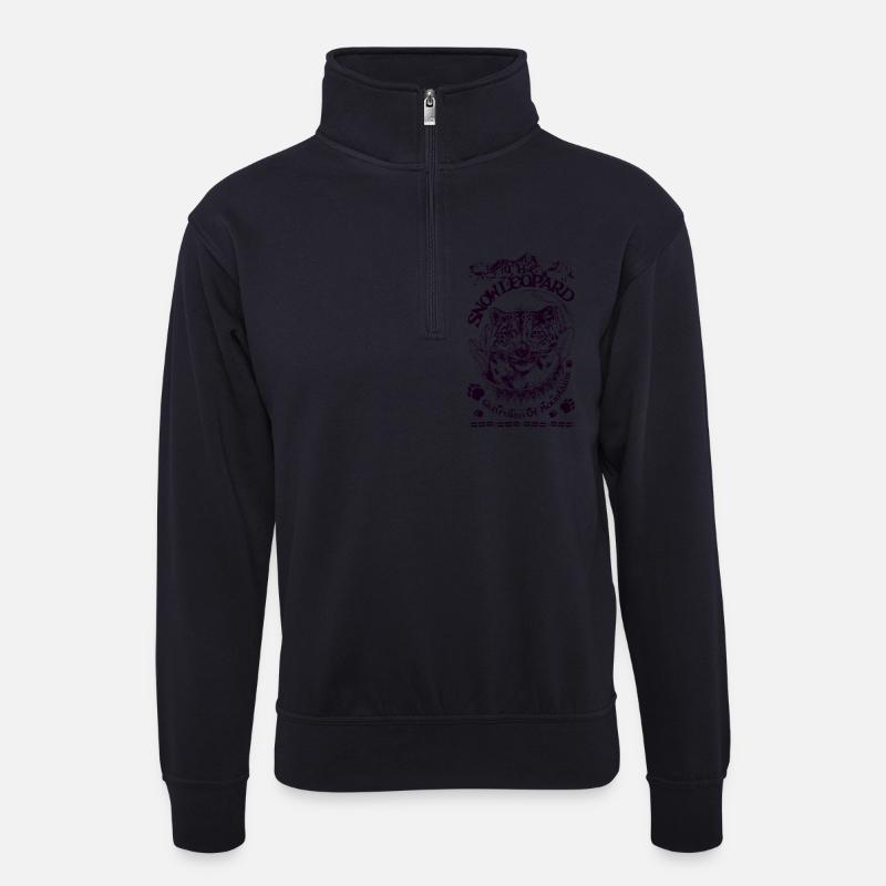 SCHNEELEOPARD - Unisex Pullover mit Zip-Kragen - Dunkelnavy