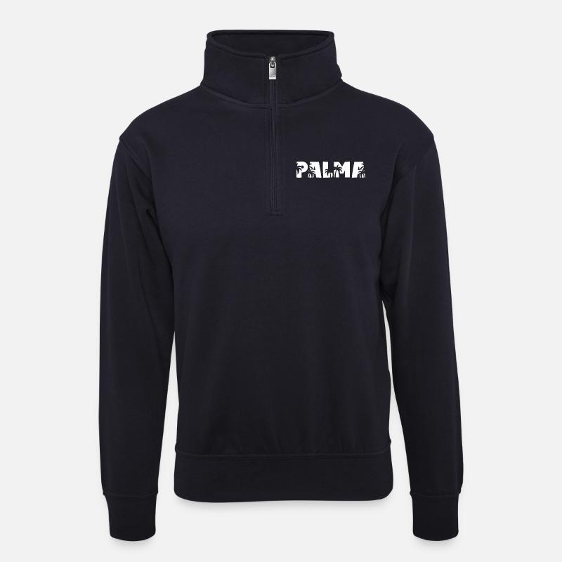 Palma Palmen - Unisex Pullover mit Zip-Kragen - Dunkelnavy
