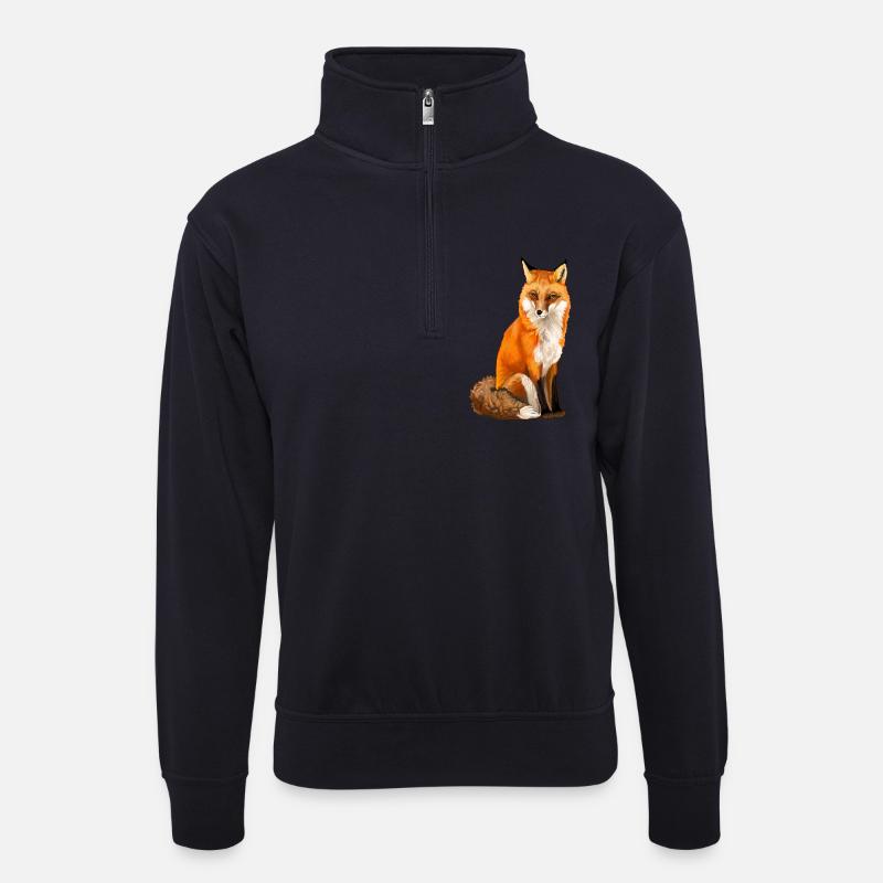 Fuchs - Unisex Pullover mit Zip-Kragen - Dunkelnavy