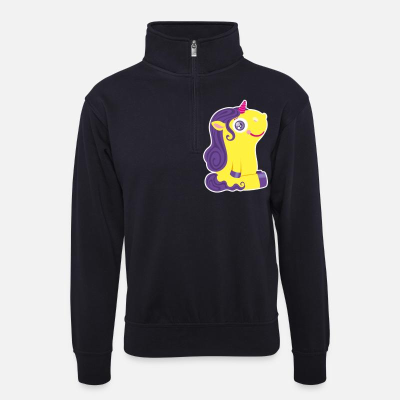 Kleines Einhorn - Unisex Pullover mit Zip-Kragen - Dunkelnavy
