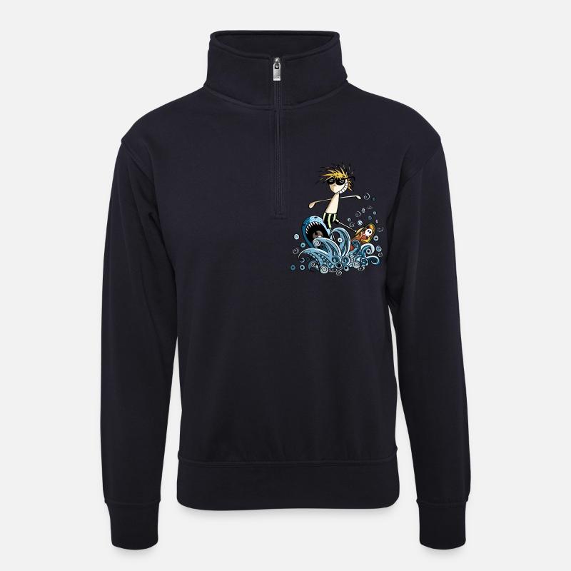 Cool Power Surfer - Comic - Unisex sweater with zip collar - dark navy