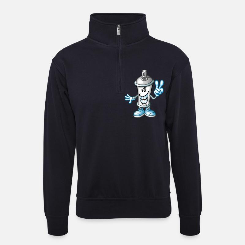 Sprühfarbe Karikatur - Unisex Pullover mit Zip-Kragen - Dunkelnavy