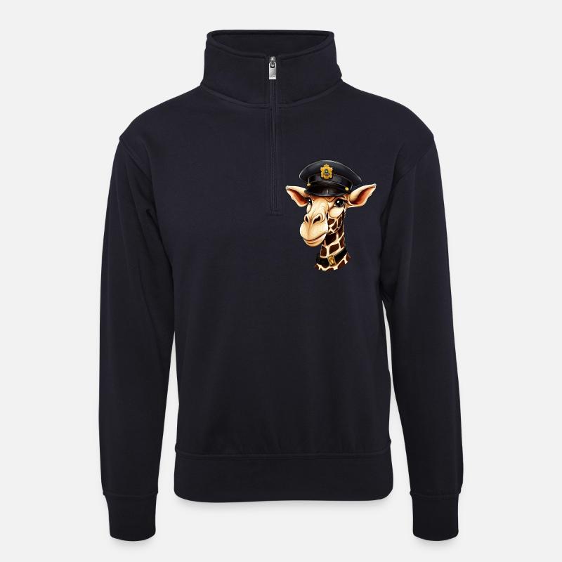 Polizei Giraffe - Unisex Pullover mit Zip-Kragen - Dunkelnavy