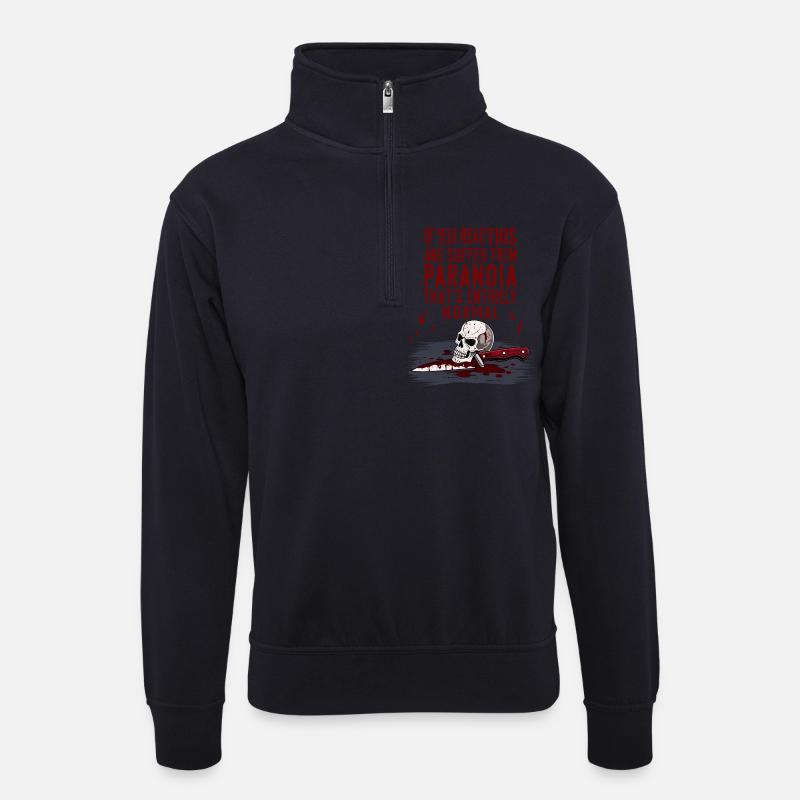 Normale Paranoia - Unisex Pullover mit Zip-Kragen - Dunkelnavy