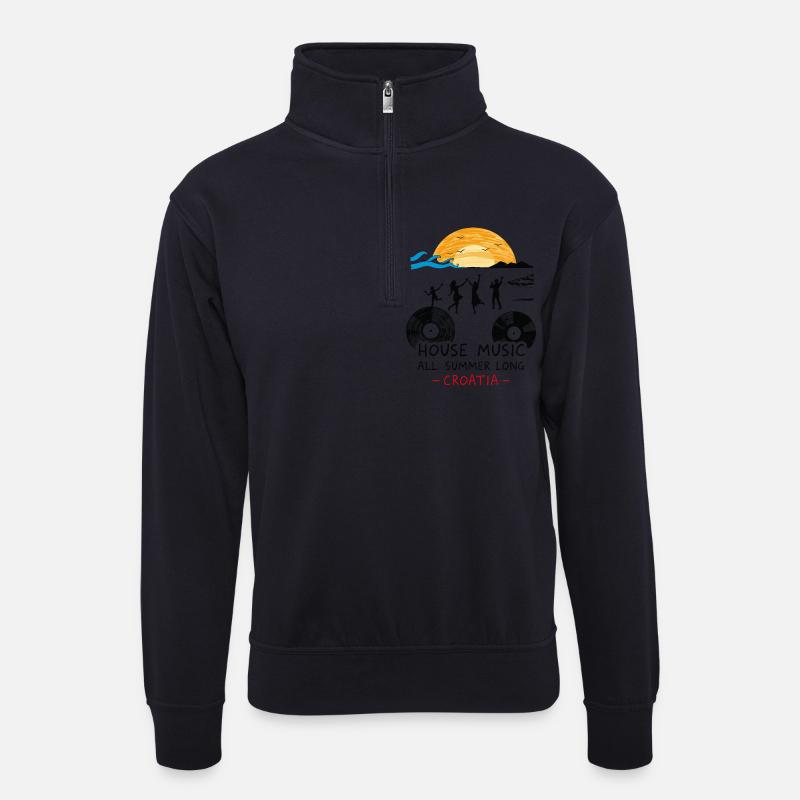 Kroatien House Musik - Unisex Pullover mit Zip-Kragen - Dunkelnavy