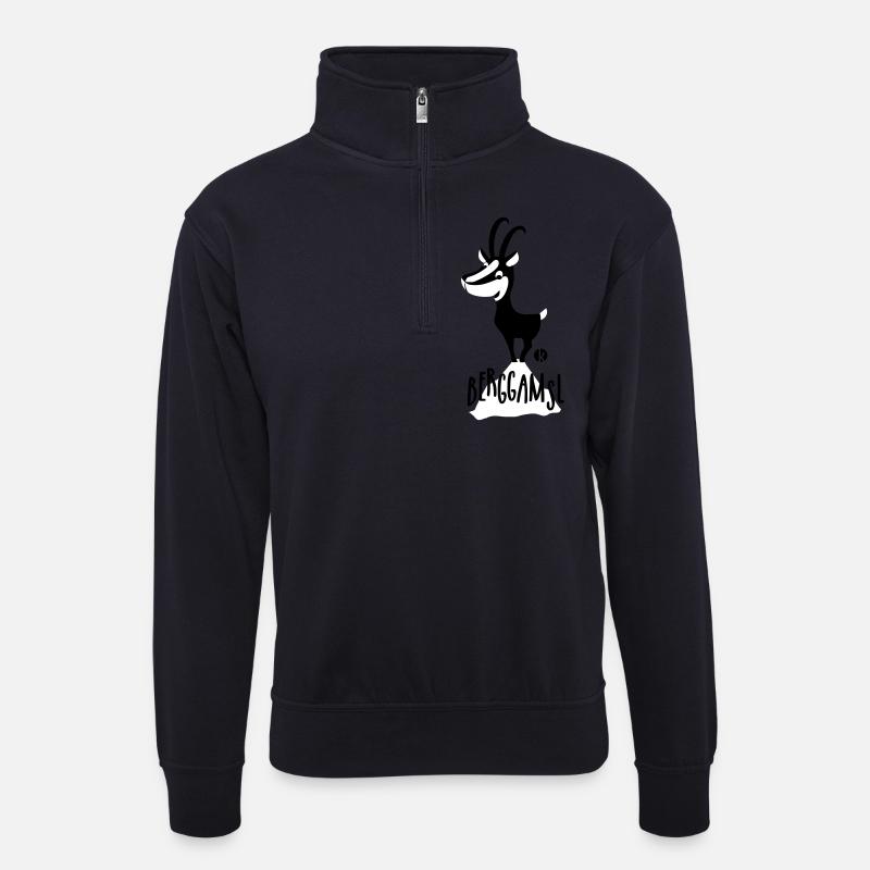 Gämse - Berggamsl - Unisex Pullover mit Zip-Kragen - Dunkelnavy