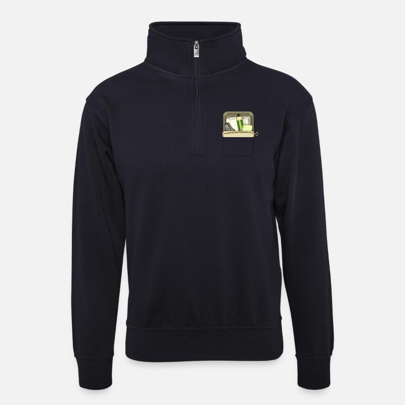 TASCHENDOSE - Unisex Pullover mit Zip-Kragen - Dunkelnavy