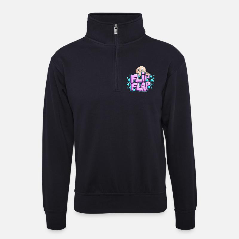 Spaßiger Graffiti-Bubble Flip - Unisex Pullover mit Zip-Kragen - Dunkelnavy