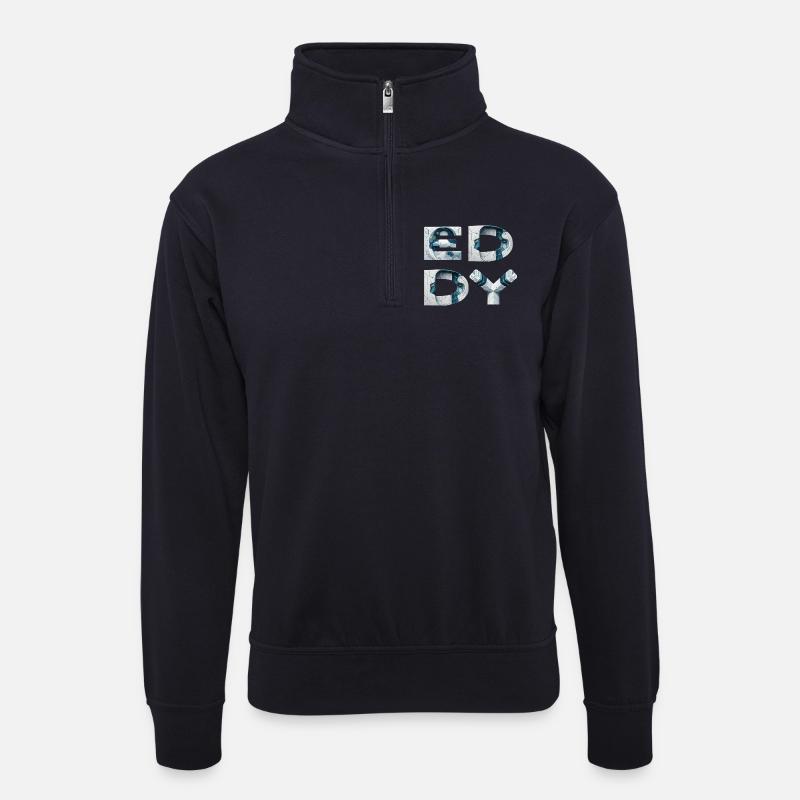 Eddy Cracked Glyphs - Unisex Pullover mit Zip-Kragen - Dunkelnavy