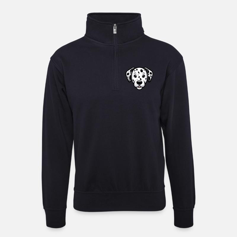 Dalmatiner Kopf im Comic Stil - Unisex Pullover mit Zip-Kragen - Dunkelnavy