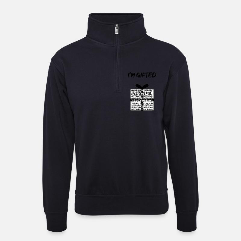 Ich bin begabt - Unisex Pullover mit Zip-Kragen - Dunkelnavy