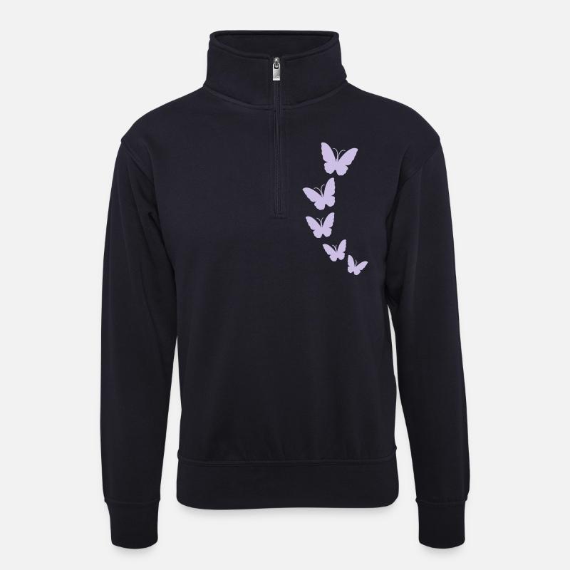 schmetterlinge - Unisex Pullover mit Zip-Kragen - Dunkelnavy