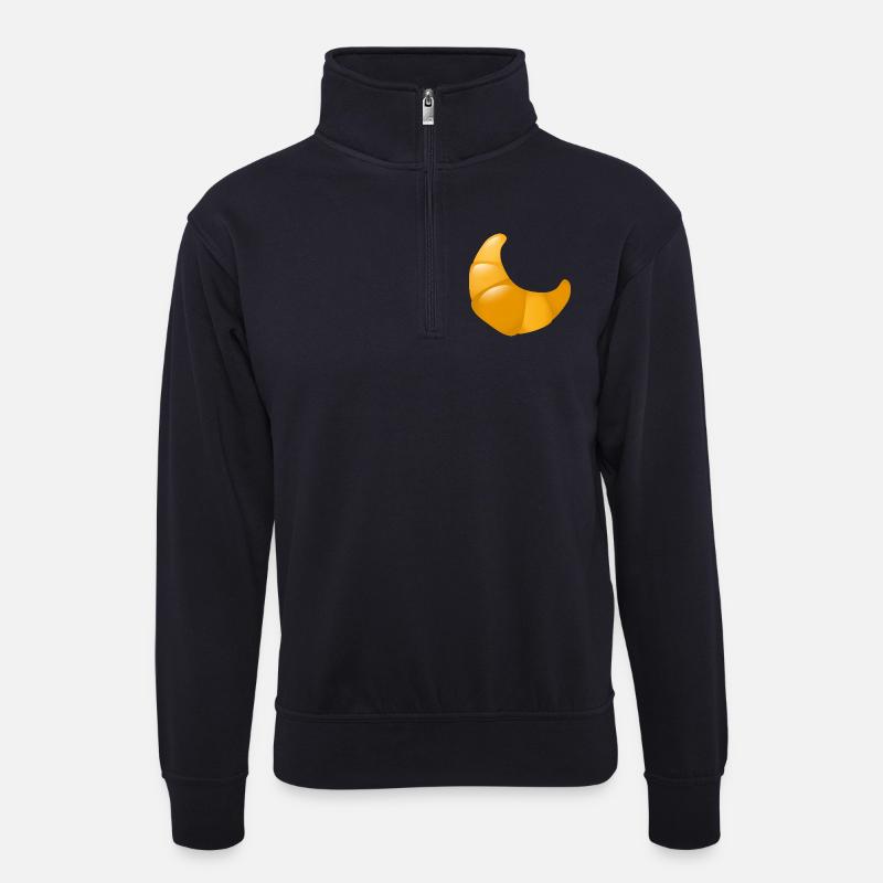 Smiley Croissant - Unisex Pullover mit Zip-Kragen - Dunkelnavy