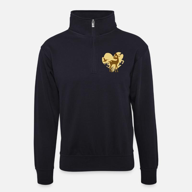 Rehkitz - Unisex Pullover mit Zip-Kragen - Dunkelnavy