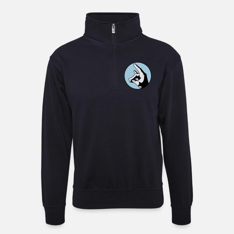 Schweigefuchs - Unisex Pullover mit Zip-Kragen - Dunkelnavy