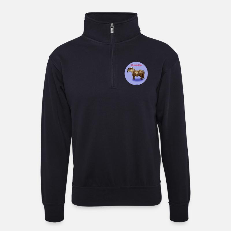 Matschfalbe - Unisex Pullover mit Zip-Kragen - Dunkelnavy